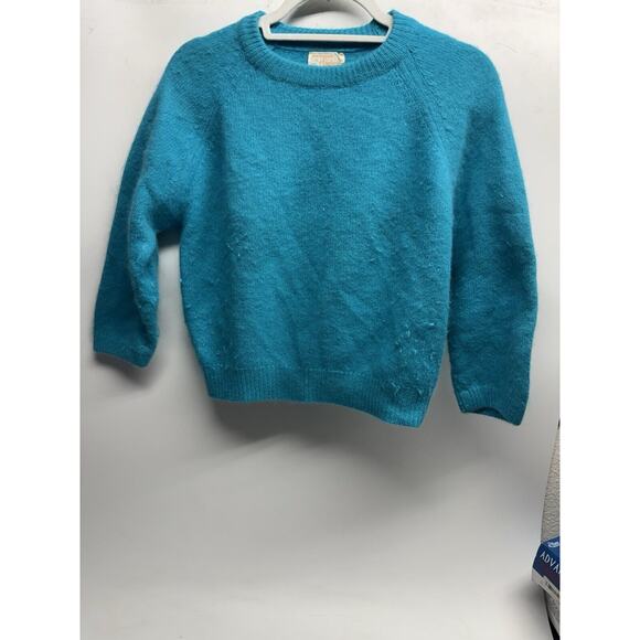 VINTAGE ANGELON BY DARLENE French Angora/Lamb Wool Sweater Blue W's Size 40 USA - Picture 2 of 11